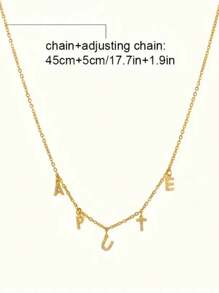 1 peça colar personalizado com letras de zircônia e nome em ouro rosa, colar de aço inoxidável personalizado, estilo elegante, pingente com letras personalizadas, presente para ela, presente de dia das mães, presente de Natal para a mãe