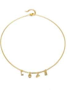 1 peça colar personalizado com letras de zircônia e nome em ouro rosa, colar de aço inoxidável personalizado, estilo elegante, pingente com letras personalizadas, presente para ela, presente de dia das mães, presente de Natal para a mãe