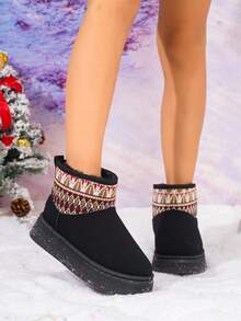1 Đôi bốt mùa đông lót nhiệt có đế cao su chống trượt, thích hợp cho tuyết - màu đen - Xem 4