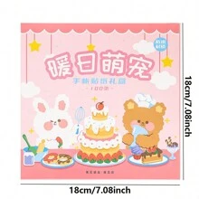 100 张可爱卡通蛋糕兔子剪贴簿贴纸盒套装 PET 防水装饰材料美学贴纸适用于笔记本电脑杯子笔记本计划器日记用品 - 粉色 - 查看 9