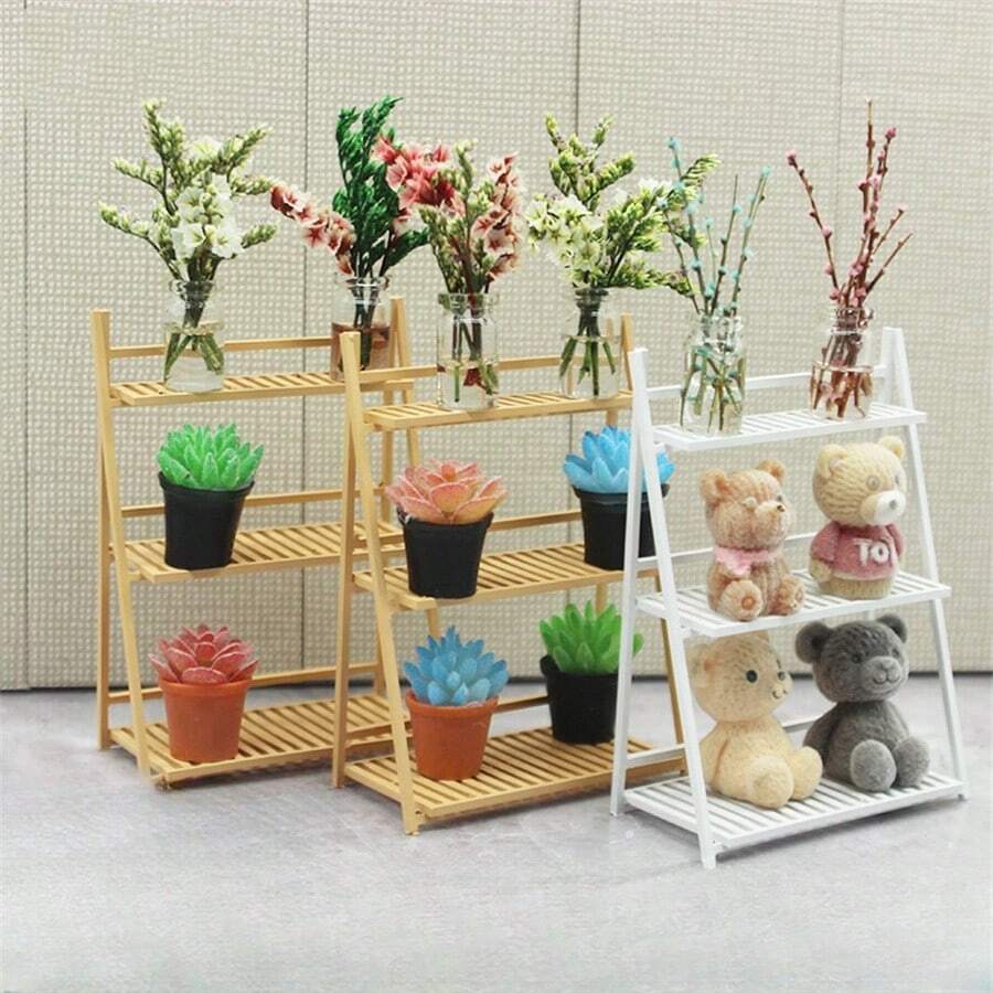 1 cái Giá để hoa mini, Đồ nội thất trang trí nhà nhỏ Giá để giày mini, Mô hình cảnh xây dựng Trang trí cho giá để hoa ban công, Đồ trang trí trong nhà, Đồ nội thất trang trí nhà, Đồ nội thất chơi giả vờ - Nhiều màu - Xem 1
