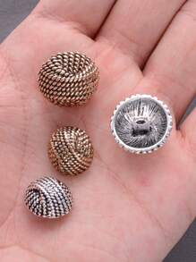 10pcs/Set Crocheted Cable Knitting Pattern Round Vintage Metal Buttons, Suitable For Coats, Jackets, Suits, Uniforms In Autumn/Winter, DIY Sewing Accessories - Multicolor - View 9