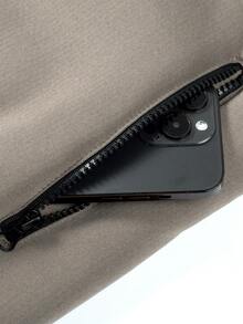 Herren modische, lässige, multifunktionale Kontrast-Farbige, thermisch gefütterte Reißverschluss-Kapuzenjacke - Braun - Übersicht 6