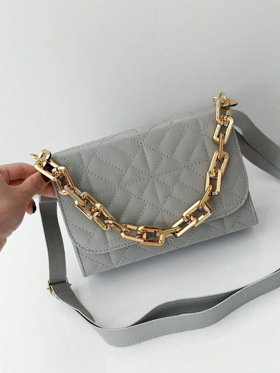 Luxury Women's Handbag With Chain Strap And Crossbody Shoulder Bag - 灰色 - 查看 1