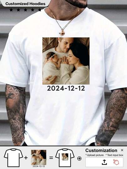 Customized Gift For Thanksgiving Day, Christmas, Customized Men's T-Shirt - Add Your Own Image (Badge, Company Logo, Family Photo, Selfie) To Design Your Own Personalized Printed T-Shirt.,Stylish,Fashion,Hipster,Casual,Minimal Chic,Personalized,Customized,Custom,Unique,Guy Costumes,Capsule Wardrobe,Men Basic/Street Style,Ideal Gifts For Him,Boyfriend,Family,Friends,For Birthdays,For Vacation/Holiday,For School/Competition,For Sports/Climbing