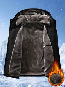 Men's Outdoor Sport Fashion Thermal Lined Hooded Jacket, Winter - màu đen - Xem 2