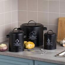 Vorratsdosen, 3er-Set, KücheAufbewahrung & Organisation, mit belüfteten Vorratsbehältern, Vorratsdose mit Deckel für Kartoffeln, Zwiebeln & Knoblauch