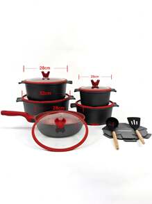 2-15 Stücke Neues Modell Anti-Verbrüh-Antihaftpfanne aus Aluminium-Topf-Druckguss-Set mit Deckel, Mehrzweck-Küchenset, geeignet für Kochtöpfe und Bratpfannen im Haushalt, verwendbar für Gas- und Induktionsherde