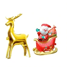 Sanie de Crăciun, Moș Crăciun, Baloane din folie de ren pentru Crăciun, Anul Nou, ziua de naștere, decorațiuni de nuntă, petrecere în interior și în aer liber