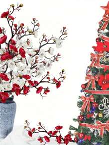 6 pièces/set Branches artificielles de fleurs de prunier, tiges de fleurs hautes pour le DIY et la décoration du Nouvel An, arrangement de vase central, décoration de maison pour le printemps et l'hiver, décoration de chambre esthétique, Saint-Valentin, cadeau