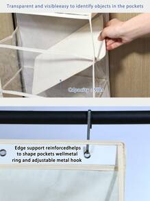 1pc 6-Shelf Over The Door Hanging Organizer With 2 Hooks, Beige Mesh Hanging Storage Bag For Stuffed Animals, Clothes, Foods, Fodable Non-Woven Storage Organizer For Closet, Behind The Door Storage Bag. Dress Pants Shoes Jeans Boots Skirt Bedroom, Organizer, Home Storage, White T Shirt Women, Black Pants Women, Ladies Winter Clothes, Dress, - Beige - View 3