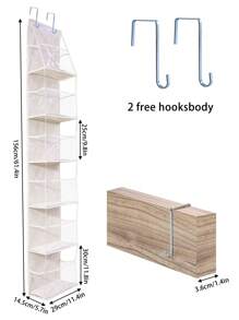 1pc 6-Shelf Over The Door Hanging Organizer With 2 Hooks, Beige Mesh Hanging Storage Bag For Stuffed Animals, Clothes, Foods, Fodable Non-Woven Storage Organizer For Closet, Behind The Door Storage Bag. Dress Pants Shoes Jeans Boots Skirt Bedroom, Organizer, Home Storage, White T Shirt Women, Black Pants Women, Ladies Winter Clothes, Dress, - Beige - View 2