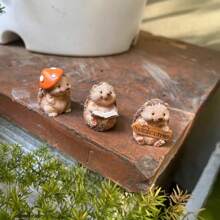 3pcs Cute Reading Hedgehog Resin Ornaments, Suitable For Succulents Plant Pot Decoration, Miniature Fairy Garden Accents, Stress Relief & Therapeutic