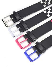 1 条朋克风格铆钉金字塔铆钉 PU 腰带，适合日常佩戴的配饰。情人节、夏季、学校秋季、秋季、万圣节送给男朋友/女朋友的绝佳礼物 - Color - 查看 3