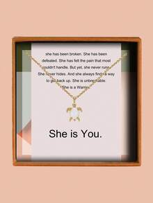 Charm-In 1pc Women's Sea Turtle Pendant Necklace Bohemian Copper Necklace, With Elegant Gift Box & Cards, Jewelry Gift For Her Christmas Gift - Gold - View 12