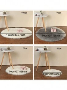 Plush Round Carpet Sheepskin Pink Living Room Home Decor Bedroom Floor Cushion Mats For Bedroom White Area Shaggy Fur Rugs ,Room Decor - White - View 9