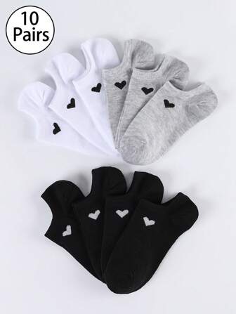 6/9/10/15 Paar einfarbige, unisex Alltagssocken, vielseitiger Herzmuster atmungsaktiver Lässig Sneaker Socken, weich, feuchtigkeitsableitend komfortabel für Herren und Damen, geeignet für Alltag, Innenaktivitäten, Büro, minimalistischer Stil, für alle Jahreszeiten und Anlässe