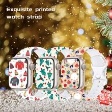 1 条圣诞图案智能 Apple Watch 表带，硅胶材质防水，运动休闲风格，兼容 Apple Watch 38/40/41/42/44/45/49mm，兼容 Apple Watch Ultra/SE/8/7/6/5/4/3/2/1 - 均碼 - 查看 9