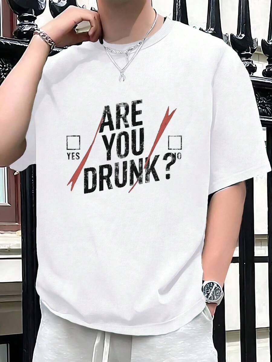 Checkbox ARE YOU DRUNK Design 180g Pure Cotton Men's Tshirt Comfort Fit - trắng - Xem 1