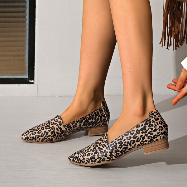 New Thick Heel Pointed Toe Loafers For Women, Slip-On, Comfortable Casual Shoes, Multi-Season