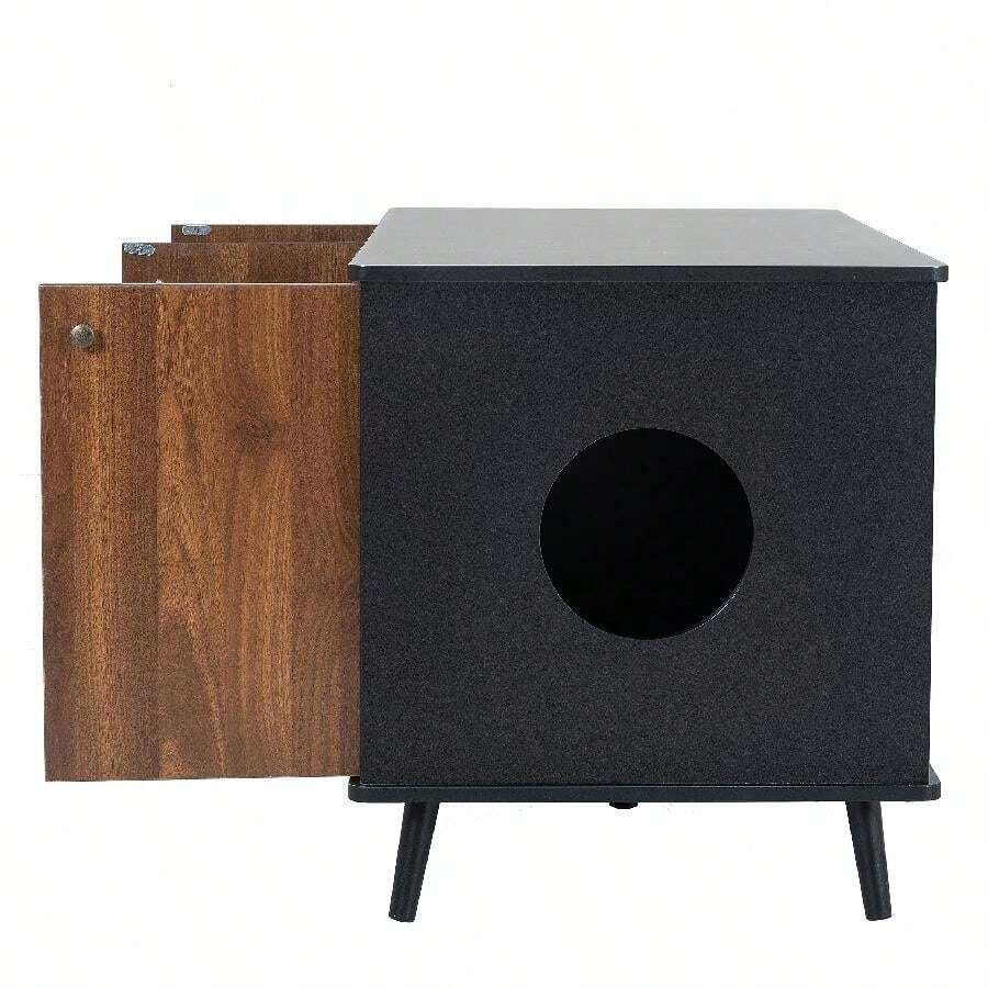 Cat Litter Box Enclosure, Wooden Cat Washroom Furniture With Hidden