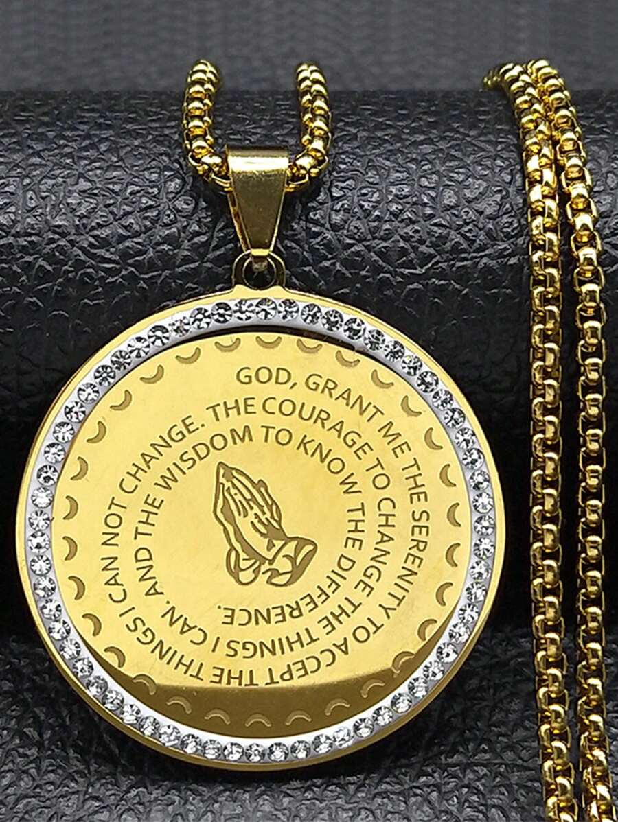 圣经之主英文版宁静祈祷之手吊坠项链男女通用不锈钢祝福链 - 項鍊 - 查看 1