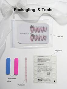 Biến đổi móng tay của bạn với 10 móng tay giả phủ toàn bộ kiểu Pháp cổ điển hình quả hạnh nhân sọc ngựa vằn hồng hiện đại trang trí thủ công 3d ba chiều thanh lịch trang trí bằng đá Rhinestone ngôi sao phong cách châu Âu tối giản che phủ toàn bộ móng tay giả Phụ kiện trang trí móng tay cho phụ nữ và trẻ em gái kèm theo 1 dũa móng tay mini và 1 tờ keo dán - Hồng - Xem 7