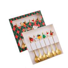 6 Stück Weihnachts-Essbesteck-Set Gabel & Löffel Geschirr für Heim-Partys, Heimdekoration, Schulstart