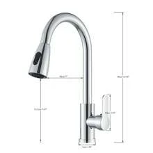 Rubinetto da cucina a 360° con doccia estraibile, miscelatore monocomando da cucina - Nichel spazzolato - Visualizzare 4
