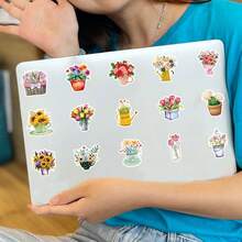 50 件/包花卉和植物草图装饰贴纸，可爱卡通趣味美学标签，适用于剪贴簿、文具、信封、吉他和乐器配件以及圣诞礼物、青少年派对用品 - 黑色 - 查看 5
