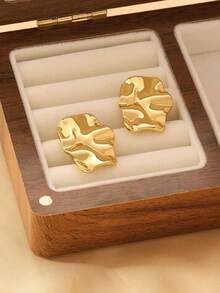 1 对时尚几何不对称钛金属耳钉耳环，复古不锈钢耳环，适合女士 - 彩色 - 查看 6