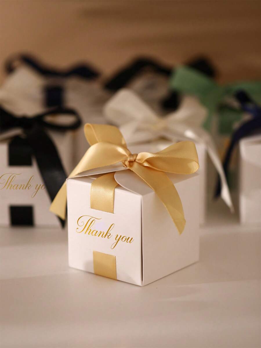 50个装，婚礼回礼盒，带丝带的纪念品礼盒，生日派对用品，包装盒，派对回礼，生日装饰，婚礼装饰，派对用品 - 多色 - 查看 1