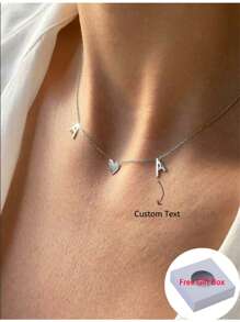 Customized Letter Love Necklace For Women Gold Color Stainless Steel Personalized Custom Initial Necklace Fashion Jewelry Romantic Gift For Family Friends