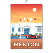 1PC Tranh minh họa phong cảnh thành phố du lịch nhiều màu sắc Tranh vải Canvas Pháp Đẹp Paris Monaco Nantes Poster Nghệ thuật Bắc Âu Trang trí phòng treo tường Không có khung - nhiều màu - Xem 16