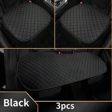 高品质皮革绗缝多色防滑舒适汽车座椅坐垫套装，3 件前排座椅 + 后排座椅套 - 查看 5