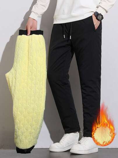 男士休闲保暖运动裤，户外保暖修身裤，适合日常穿着或冬季户外运动