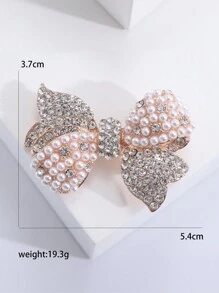 Rhinestone Bow Brooch For Women Dress Coat Pin Christmas New Year Gift