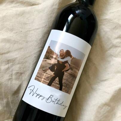 Any Sizes Custom Photo Wine Label Personalized Birthday Wine Label Engagement Wine Label Engagement Gift Wedding Wine Label Proposal Gift Gift For Couple Anniversary Gift Waterproof Wine Sticker Mother's Day Gift Father's Day Gift Stickers Champagne Label Whiskey Label Tequila Label For Fall Holidays, Halloween, Thanksgiving, Christmas And New Year Parties And Celebrations