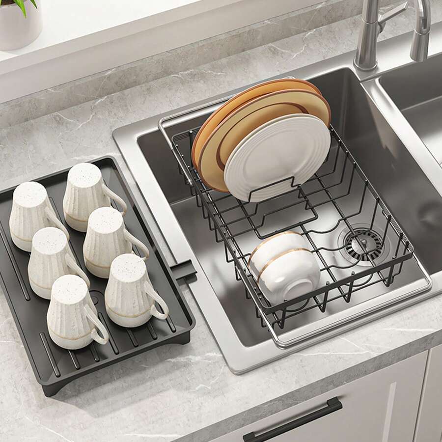 1pc Dish Drying Rack,Adjustable Over The Sink Or On Counter Dish