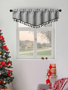 1 rèm tua rua hình chữ V màu xám, chất liệu vải lanh giả, vải che ngắn, thích hợp cho các bữa tiệc hoạt động, trang trí cửa sổ và cửa phòng khách & phòng ngủ - Nhiều màu - Xem 5