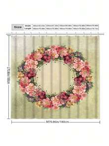 1 件花环图案浴室浴帘，轻巧优雅的图案浴帘，带塑料挂钩，不透明，浴室装饰套装，织物，色彩鲜艳优雅的防水浴帘，浴室配件，家居装饰。 - MQ887 - 查看 4