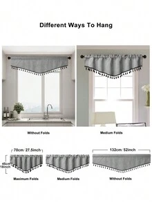 1 rèm tua rua hình chữ V màu xám, chất liệu vải lanh giả, vải che ngắn, thích hợp cho các bữa tiệc hoạt động, trang trí cửa sổ và cửa phòng khách & phòng ngủ - Nhiều màu - Xem 2