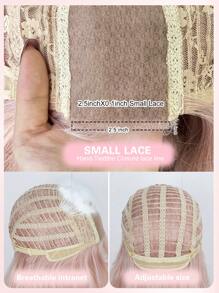 Front Spitzen Lange natürliche lockige Perücke, Mittelscheitel Perücke, Eine-Linie-Spitze 2,5*0,1 Hellrosa 30 Zoll, Halbgewebte Tages-Natürlich, Glatt und Realistisch Perücke