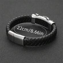 SeuSuk 1pc Men's Classic Fashion Scorpion Braided PU Leather Bracelet, Daily Jewelry Accessory Gift