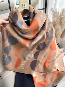 1 chiếc khăn choàng ấm áp bằng vải cashmere giả jacquard họa tiết nửa vòng tròn đơn giản dành cho nữ, thời trang đa năng dùng cho máy lạnh mùa đông thu - Nhiều màu - Xem 8