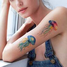 12 tờ hình xăm tạm thời hình sứa phong cách màu nước hình xăm hình sứa dán vật dụng trang trí tiệc sinh nhật ưu đãi giải thưởng - Nhiều màu - Xem 6