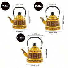 Ấm đun nước tráng men 1 chiếc, Thiết kế in hình học, Ấm đun nước tráng men gia dụng, Thích hợp cho bếp điện và bếp từ, Ấm pha trà/cà phê tráng men phong cách Đông Âu - Ấm chuông cổ hoa tennis màu vàng - Xem 9