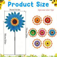1/2/4 PCS Sunflower Lawn Pinwheels Sunflower Pinwheels Outdoor Windmill Colorful Flower Garden Wind Spinners Windmill For Gravesites Memorial Balcony Patio Garden Yard Decoration - Multicolor - View 2