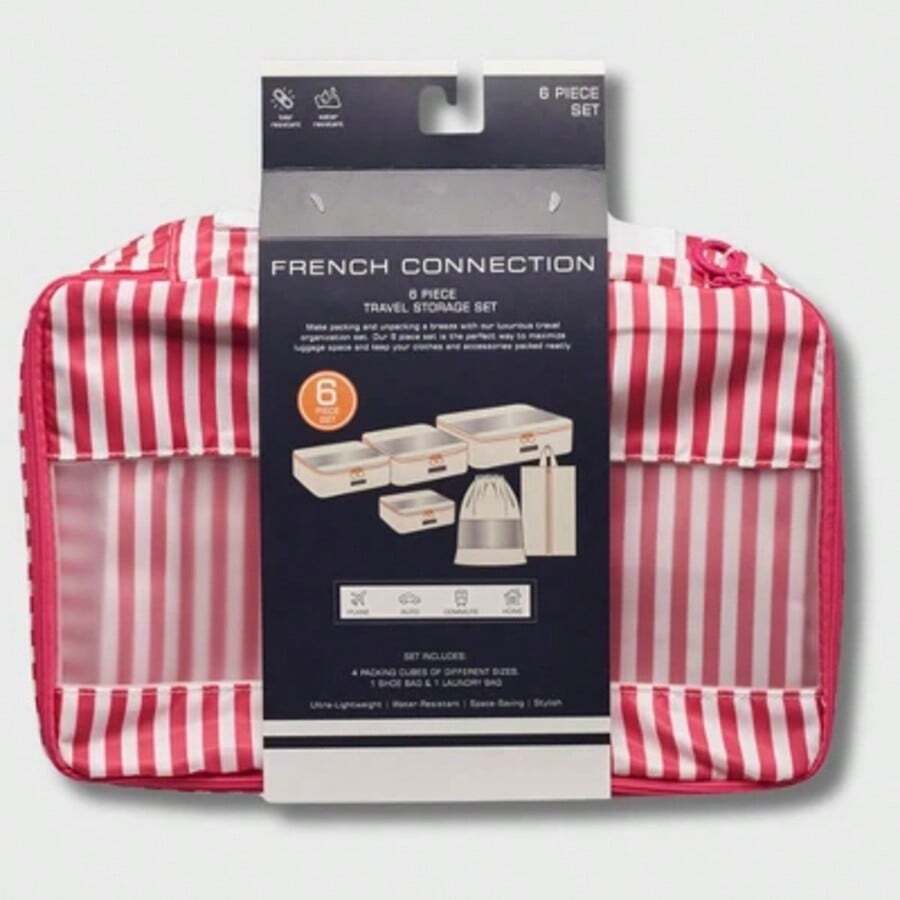 French Connection 6pc Packing Cube Set Travel Storage Set For Luggage
