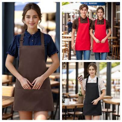 1 pieza Delantal de chef con bolsillos, delantal impermeable para cocina/BBQ, uniforme unisex para cocinar/bartender/jardinería, talla única que se ajusta a la mayoría